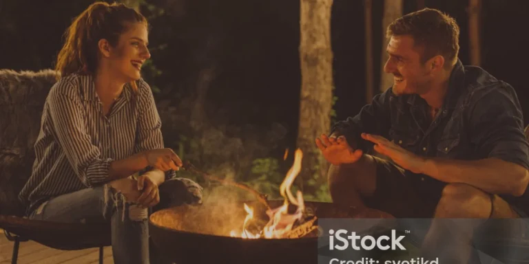 A couple glamping at Redwood Oasis